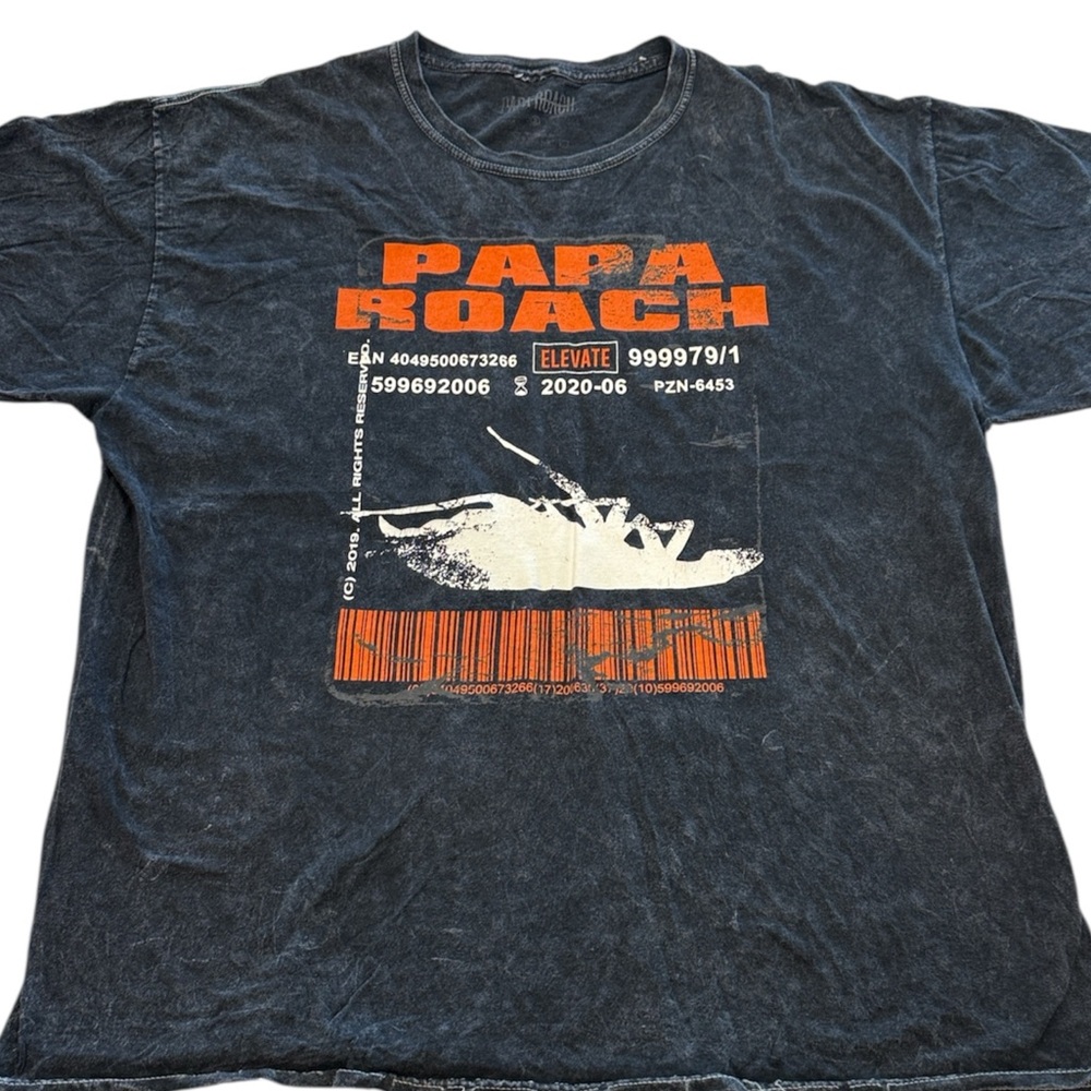 Papa Roach 2019 Distressed Black Concert Tour Graphic T-Shirt